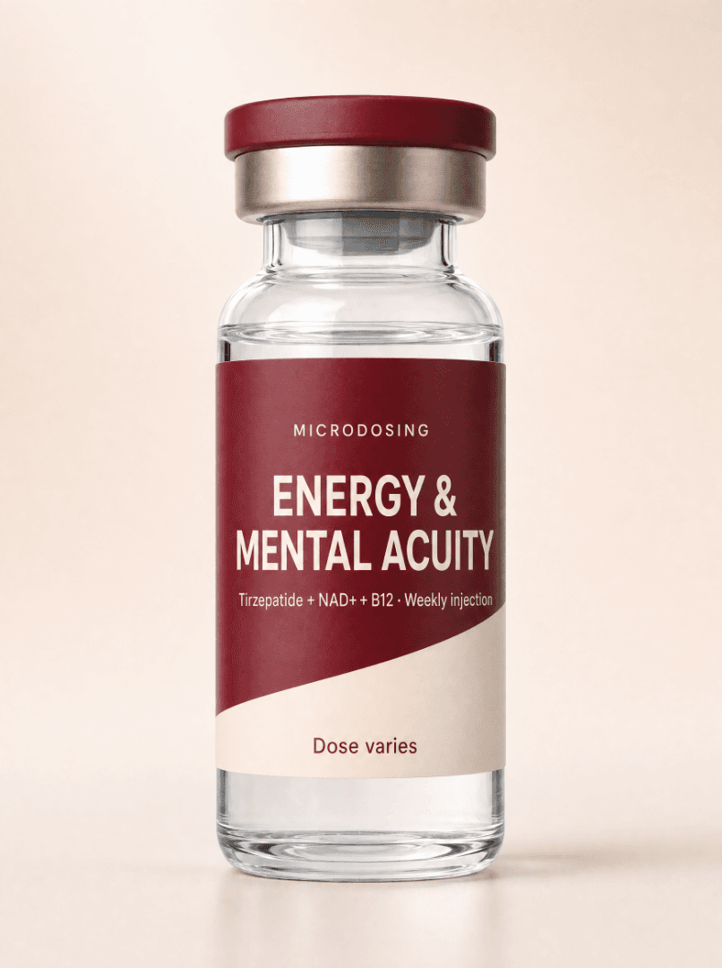 Tirzepatide with energy B-vitamin blend weekly injection vial